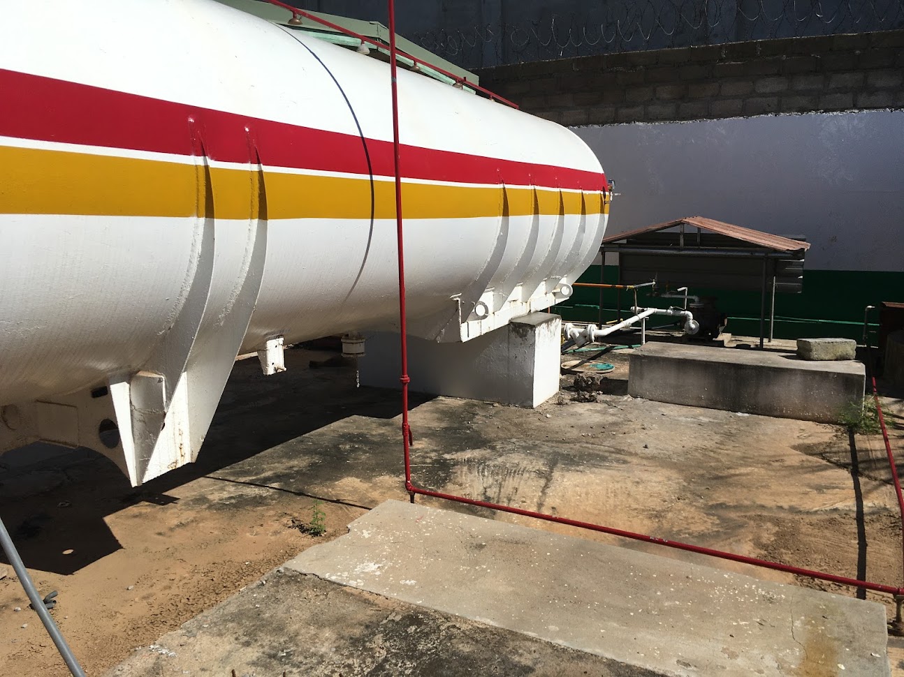 Large LPG storage tank installed at a Go-Gas station in Ghana with pipework and fittings